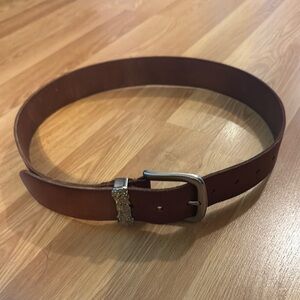 American Eagle Outfitters Brown Leather Belt with Silver Buckle